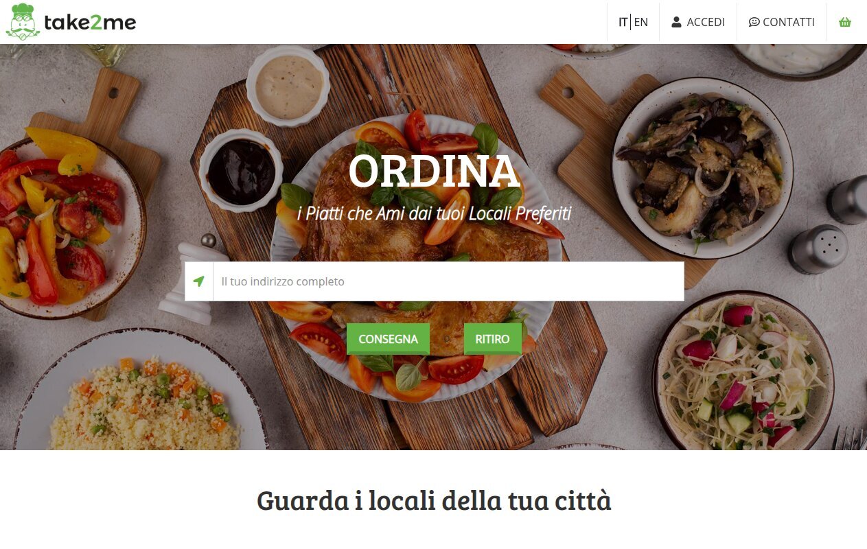 Take2Me: piattaforma di food delivery su misura, dal codice al cloud
